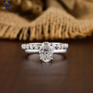 2.08+ Carat Oval And Round Brilliant Cut Diamond Ring, Engagement Ring, Wedding Ring, E Color, VVS2-VS2 Clarity