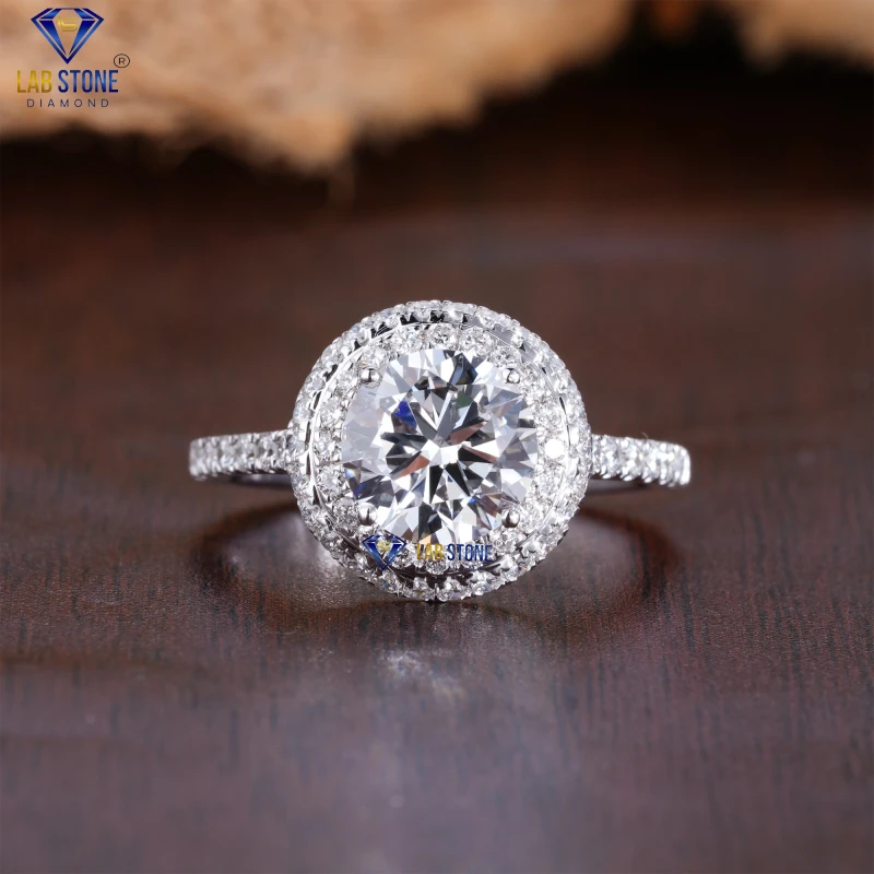 3.867+ Carat Round Cut Diamond White Gold Ring by Lab-Stone / Feminine And Dazzling Diamond Ring / EF-VS color