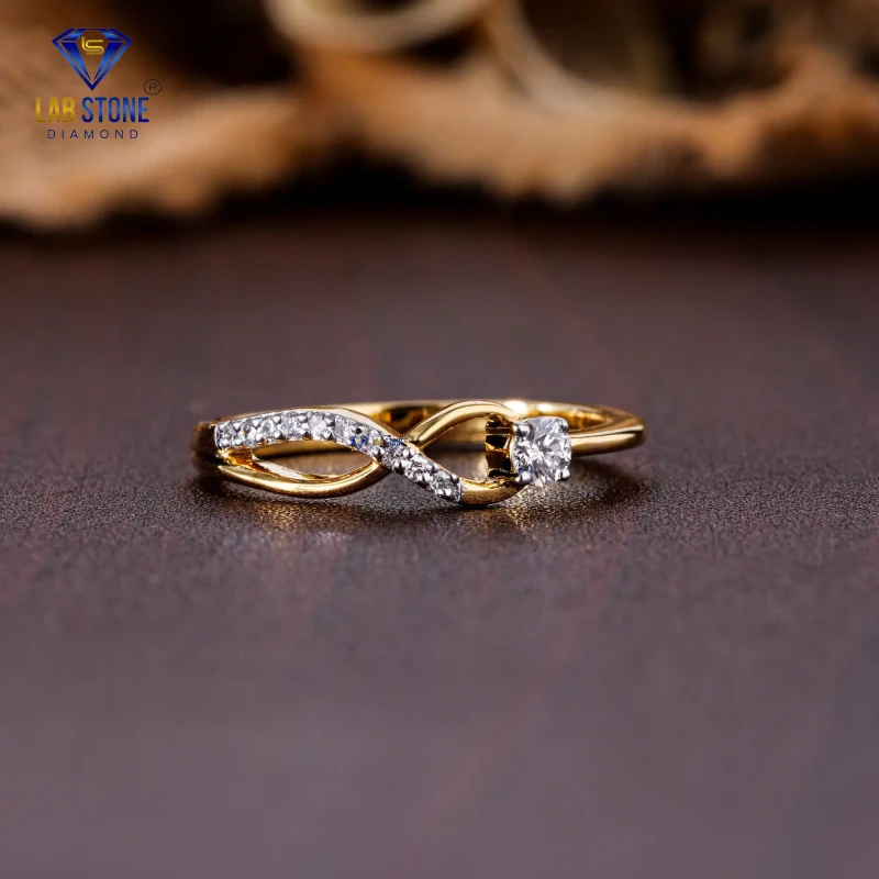 0.14+ Carat Round Cut Diamond Yellow Gold Ring / Minimalist Ring / EF Color VS clarity