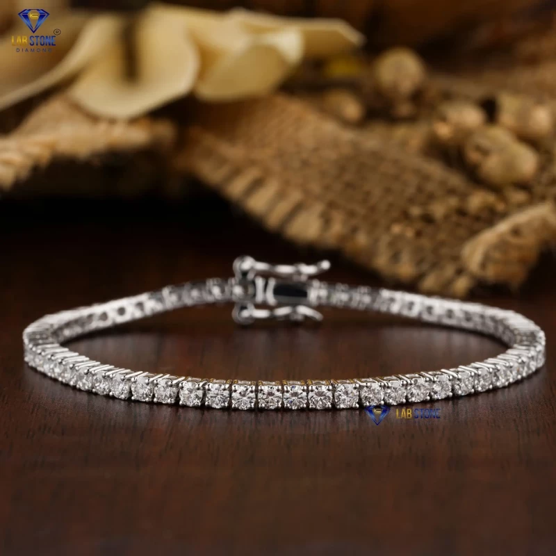 2.62+ Carat Round Brilliant Cut Diamond Bracelet, Engagement Bracelet, Wedding Bracelet, E Color, VVS2-VS2 Clarity
