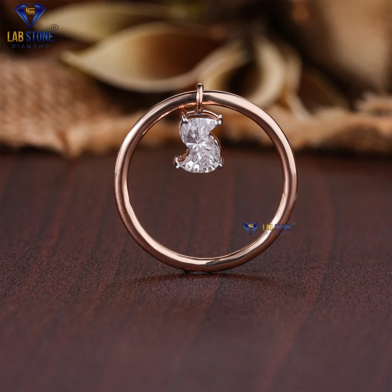 1.30+ Carat S & J Shape Cut Diamond Rose Gold Ring / Party Wear Ring / EF-VS Colour