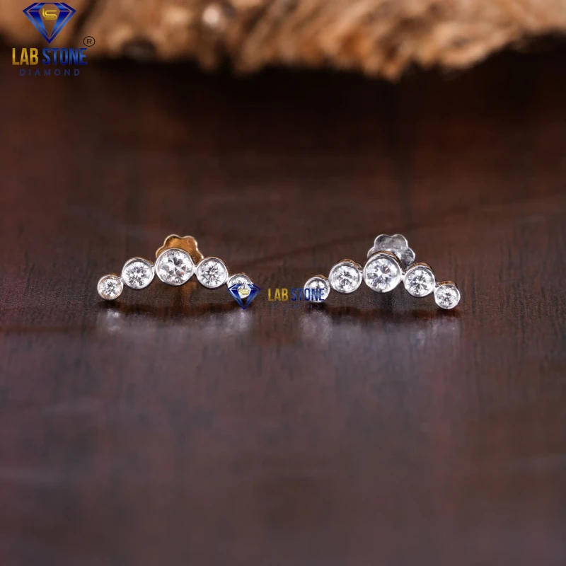 0.29+ Carat Round Cut Diamond White/Rose Gold Earring by Labstone / Magnificent Diamond Earring / EF color VS clarity