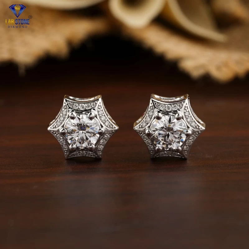 1.57+ Carat Round Brilliant Cut Diamond Earring, Engagement Earring, Wedding Earring, E Color, VVS2-VS2 Clarity