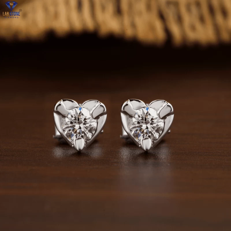 0.68+ Carat Round Brilliant Cut Diamond Earring, Engagement Earring, Wedding Earring, E Color, VVS2-VS2 Clarity