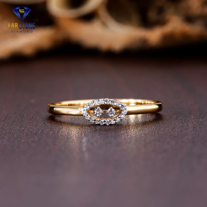 0.064+ Carat Round Cut Diamond Yellow Gold Ring / Engagement Ring / EF Color VS clarity