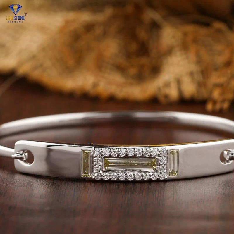 1.866+ Carat Baguette And Round Brilliant Cut Diamond Bracelet, Engagement Bracelet, Wedding Bracelet, E Color, VVS2-VS2 Clarity