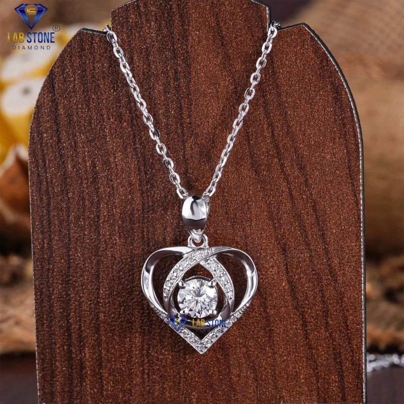 0.91+ Carat Round Cut Diamond White Gold Pendant by Labstone / Elegantly Crafted Pendant / EF-VS color