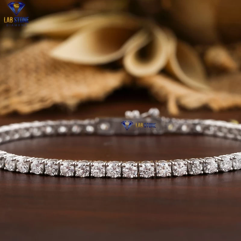 5.20+ Carat Round Brilliant Cut Diamond Bracelet, Engagement Bracelet, Wedding Bracelet, E Color, VVS2-VS2 Clarity