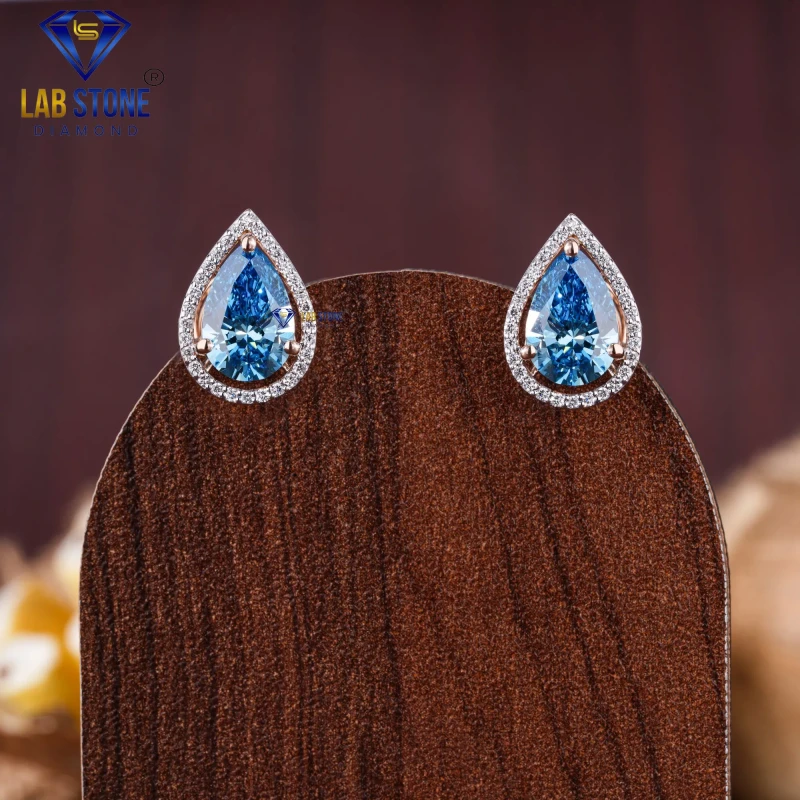 4.31+ Carat F.B. Pear & Round Cut Diamond Rose Gold Earring / Hoop Earring / EF Color VS clarity