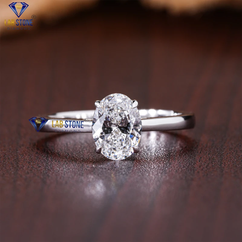 1.00+ Carat Oval Cut Diamond White Gold Ring by Lab-Stone / Full Of Radiance Diamond Ring / EF-VS color