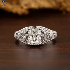 2.456+ Carat Radiant And Round Brilliant Cut Diamond Ring, Engagement Ring, Wedding Ring, E Color, VVS2-VS2 Clarity