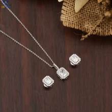 2.71+ Carat Radiant And Round Brilliant Cut Diamond Pendant And Earring, Engagement Pendant And Earring, Wedding Pendant And Earring, E Color, VVS2-VS2 Clarity