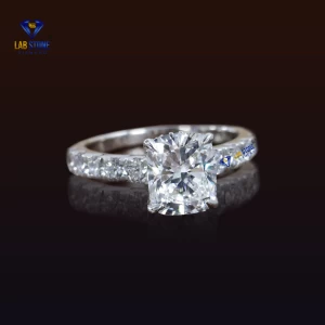 2.80+ Carat Cushion And Round Brilliant Cut Diamond Ring, Engagement Ring, Wedding Ring, E Color, VVS2-VS2 Clarity