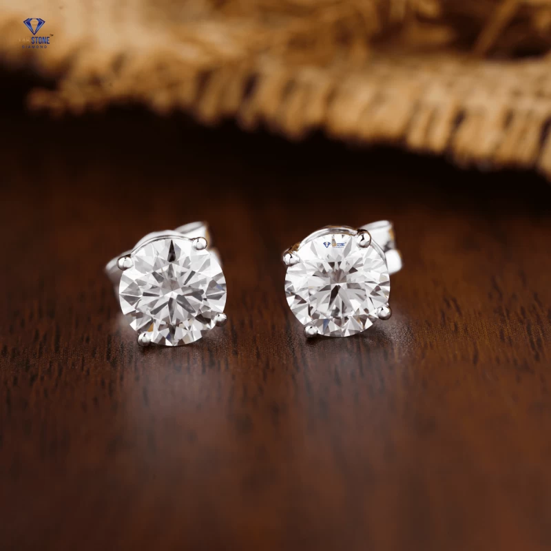 2.09+ Carat Round Brilliant Cut Diamond Earring, Engagement Earring, Wedding Earring, E Color, VVS2-VS2 Clarity