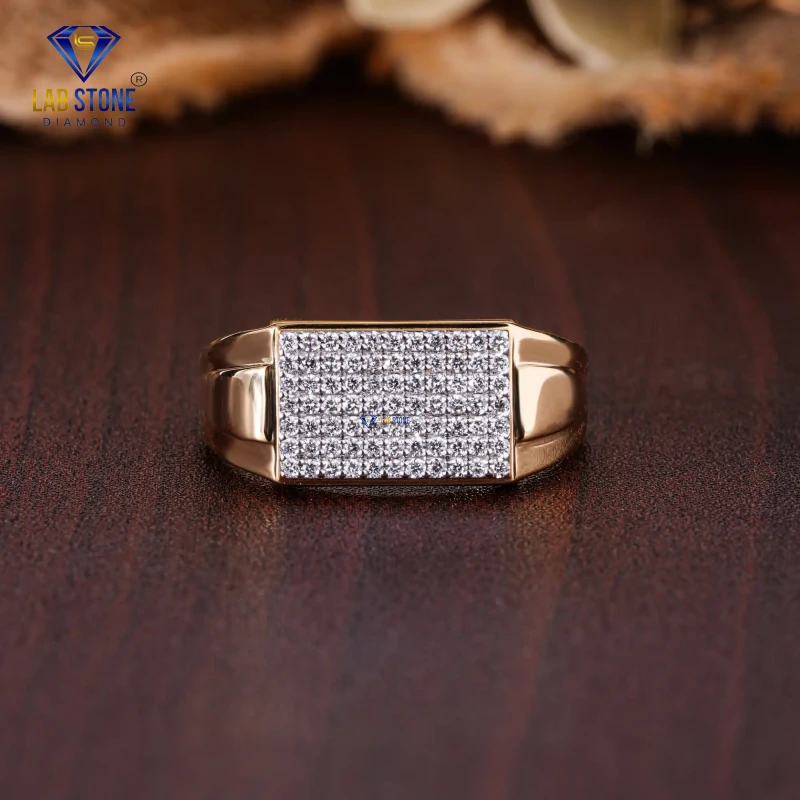 0.29+ Carat Round Cut Diamond Rose Gold Ring / Men's iced out Ring / EF color VS clarity