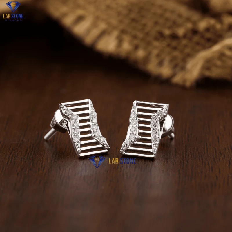 0.15+ Carat Round Brilliant Cut Diamond Earring, Engagement Earring, Wedding Earring, E Color, VVS2-VS2 Clarity