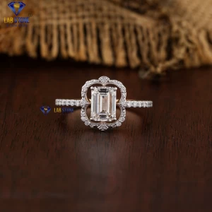 1.75+ Carat Emerald And Round Brilliant Cut Diamond Ring, Engagement Ring, Wedding Ring, E Color, VVS2-VS2 Clarity