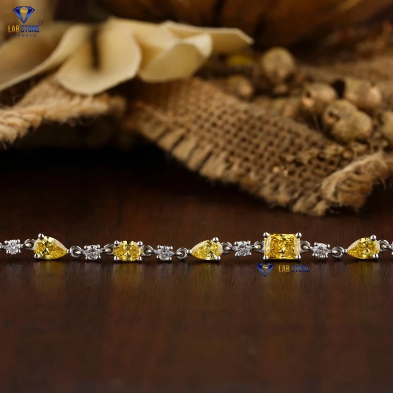 4.034+ Carat Emerald,Radiant,Oval,Marquise,Pear And Round Brilliant Cut Diamond Bracelet, Engagement Bracelet, Wedding Bracelet, E Color, VVS2-VS2 Clarity