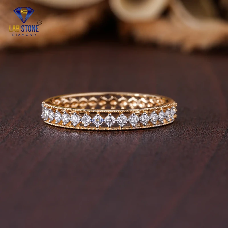 0.23+ Carat Round Cut Diamond Yellow Gold Ring / Elegant Band Ring / EF color VS clarity