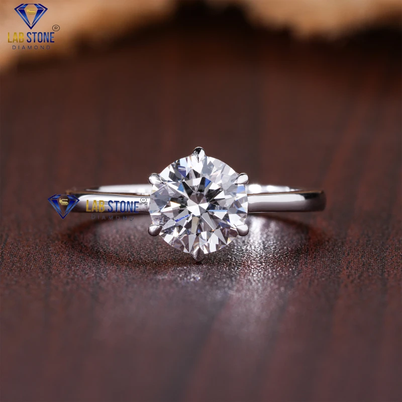 1.22+ Carat Round Cut Diamond White Gold Ring by Lab-Stone / The most special jewelry / EF-VS color