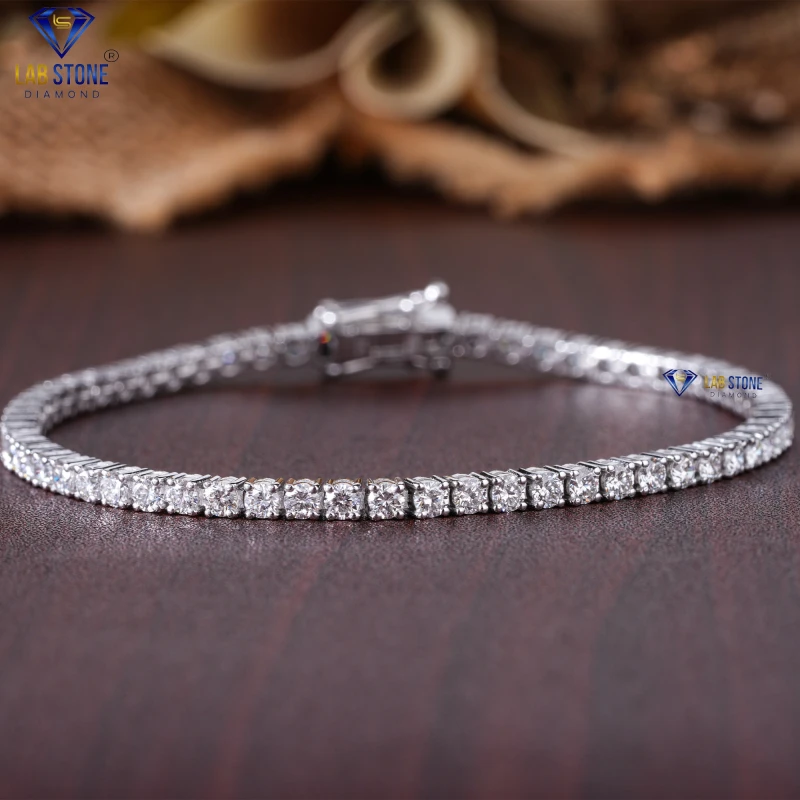 6.32+ Carat Round Cut Diamond White Gold Bracelet / Tennis Bracelet / EF-VS Colour