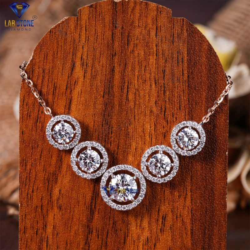 4.14+ Carat Round Cut Diamond Rose Gold Pendant by Labstone/ Make Your Memories With Diamonds / EF-VS color