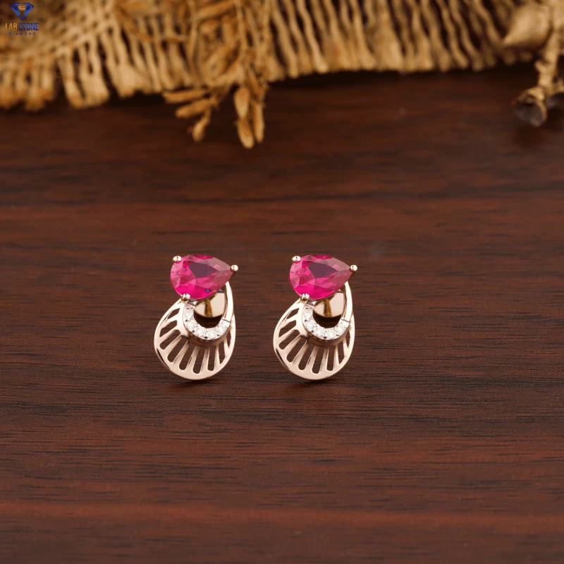 1.34+ Carat Pear Fancy Colour And Round Diamond Earring, Engagement Earring, Wedding Earring, E Color, VVS2-VS2 Clarity