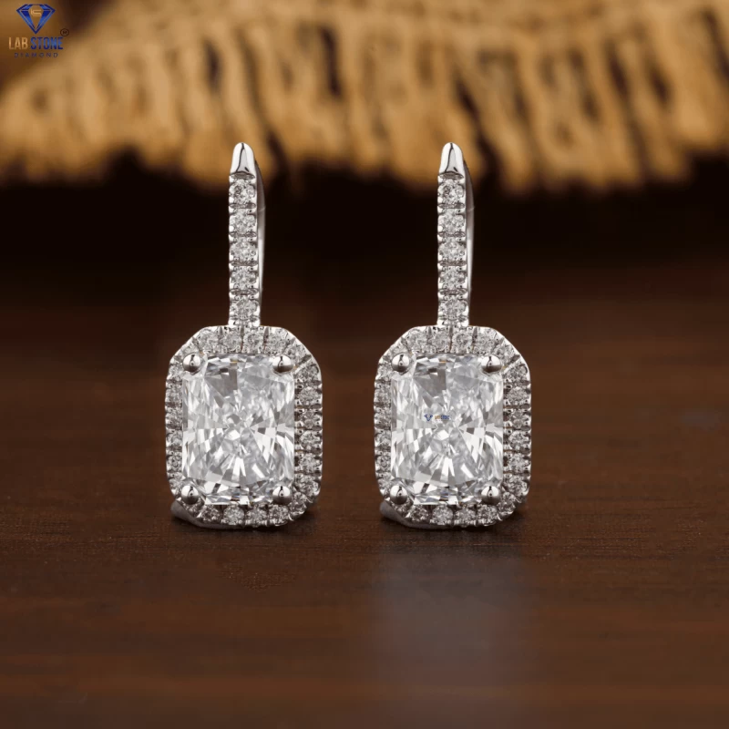 1.64+ Carat Radiant And Round Brilliant Cut Diamond Earring, Engagement Earring, Wedding Earring, E Color, VVS2-VS2 Clarity