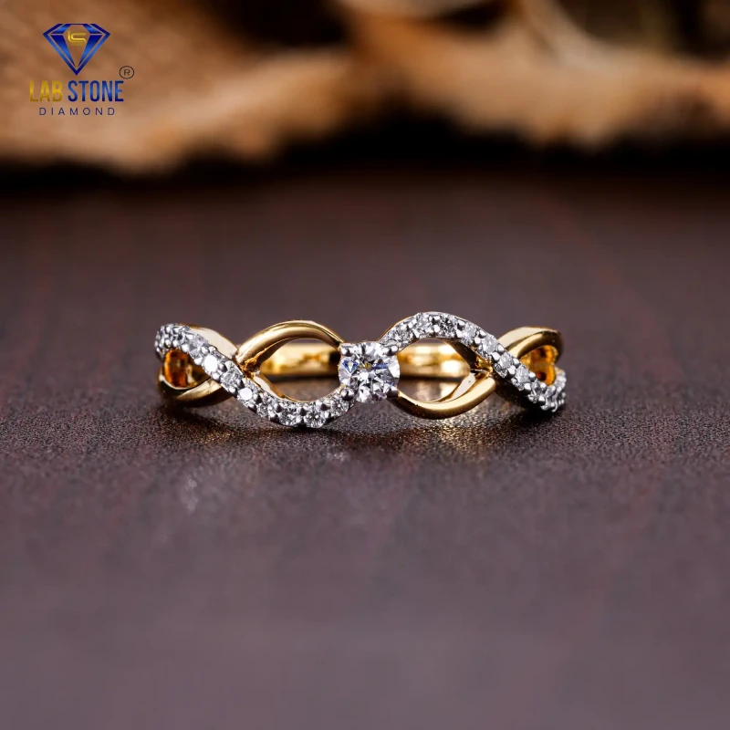 0.23+ Carat Round Cut Diamond Yellow Gold Ring / Engagement Ring / EF Color VS clarity