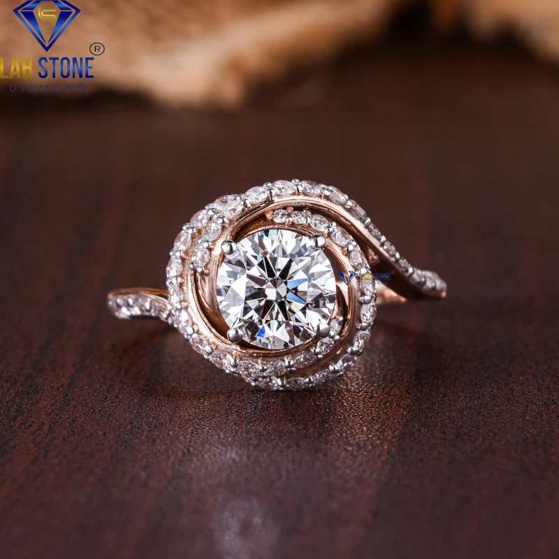 1.86+ Carat Round Cut Diamond Rose Gold Ring / Wedding Ring / EF-VS Colour