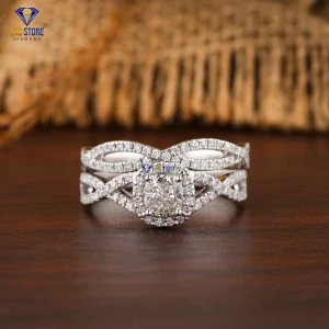 0.91+ Carat Cushion&  Round Brilliant Cut Diamond Ring, Engagement Ring, Wedding Ring, E Color, VVS2-VS2 Clarity