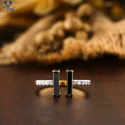 0.57+ Carat F.B. Baguette & Round Cut  Diamond Ring, Engagement Ring, Wedding Ring, E Color, VVS2-VS2 Clarity