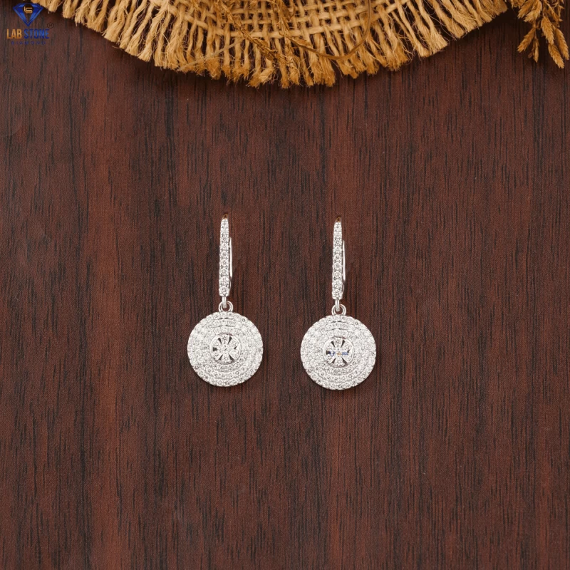 0.747+ Carat Round Brilliant Cut Diamond Earring, Engagement Earring, Wedding Earring, E Color, VVS2-VS2 Clarity