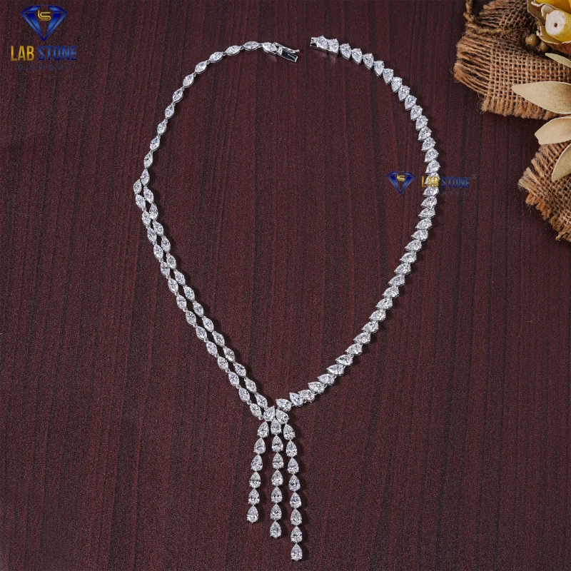 19.22+ Carat Pear & Marquise Cut Diamond White Gold Necklace / Charm Necklace / EF-VS Colour