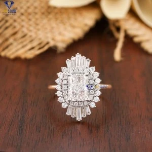 2.62+ Carat Baguette,Radiand and Round Brilliant Cut Diamond Ring, Engagement Ring, Wedding Ring, E Color, VVS2-VS2 Clarity