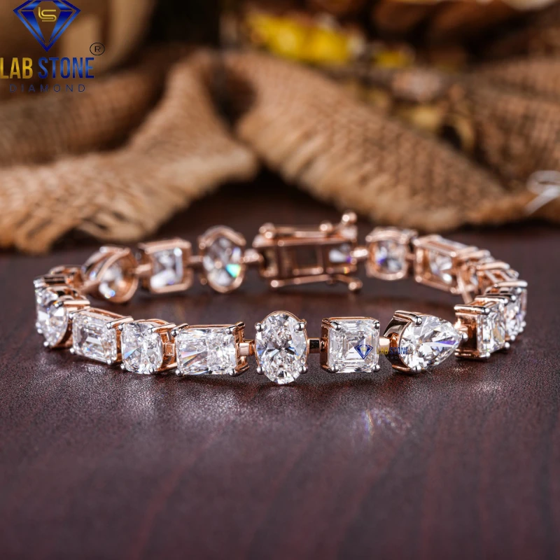 17.26+ Carat Multi Shape Diamonds Rose Gold Bracelet / Tennis Bracelet / EF-VS Colour