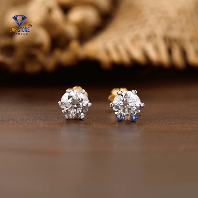 0.20+ Carat Round Brilliant Cut Diamond Earring, Engagement Earring, Wedding Earring, E Color, VVS2-VS2 Clarity