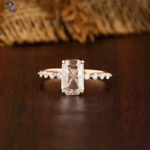 1.06 + Carat Rose Cut Emerald And Round Diamond Ring, Engagement Ring, Wedding Ring, E Color, VVS2-VS2 Clarity