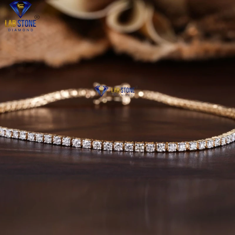1.88+ Carat Round Diamond Yellow Gold Bracelet by Labstone / Magnificent Diamond Bracelet / EF-VS Colour