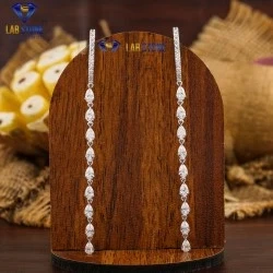 2.652+ Carat Pear & Round Cut Diamond Earring Engagement Earring Wedding Earring E Color, VVS2-VS2 Clarity