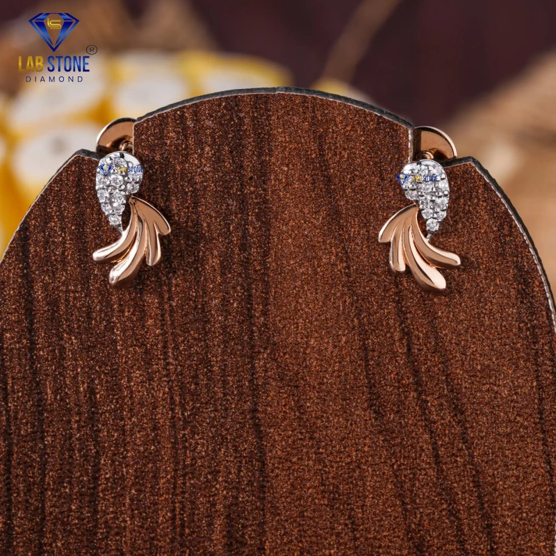 0.10+ Carat Round Cut Diamond Rose Gold Earring / Stud Earring / EF-VS Colour