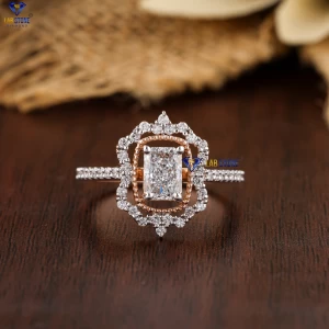 1.32+ Carat Radiant and Round Brilliant Cut Diamond Ring, Engagement Ring, Wedding Ring, E Color, VVS2-VS2 Clarity