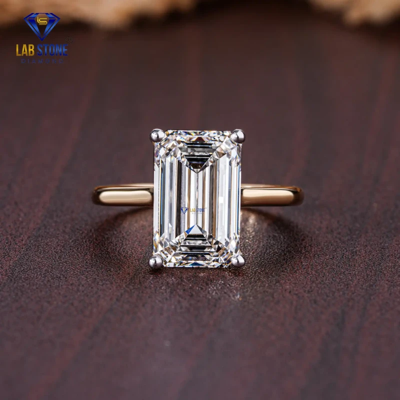 5.00+ Carat Emerald Cut Diamond Rose Gold Ring / Solitaire Ring / EF color VS clarity