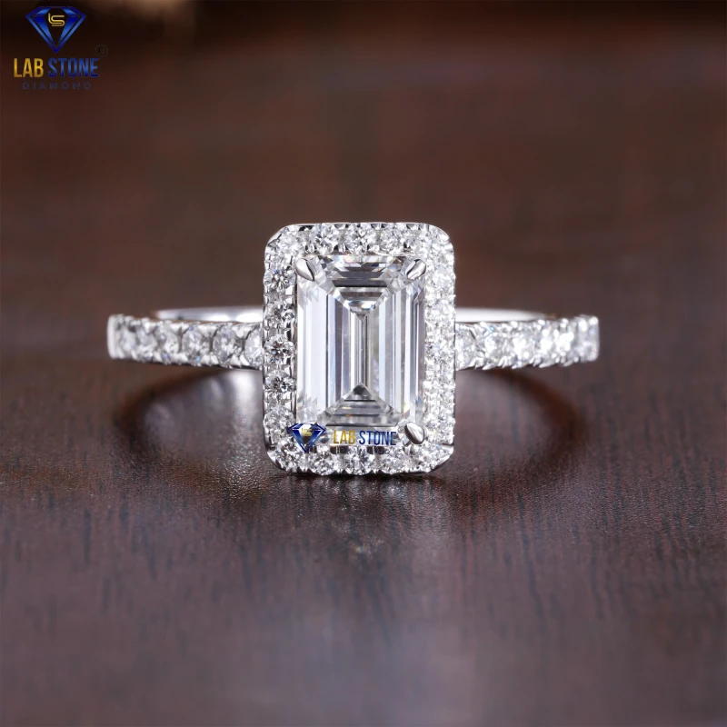 2.26+ Carat Emerald & Round Cut Diamond White Gold Ring by Lab-Stone / one-of-a-kind masterpiece / EF-VS color