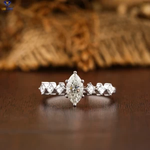 0.77+ Carat Marquies And Princess Brilliant Cut Diamond Ring, Engagement Ring, Wedding Ring, E Color, VVS2-VS2 Clarity