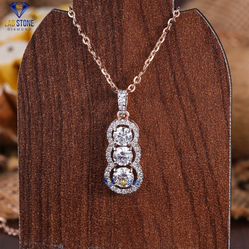2.19+ Carat Round Cut Diamond Rose Gold Pendant by Labstone / Sparkle with Confidence / EF-VS color