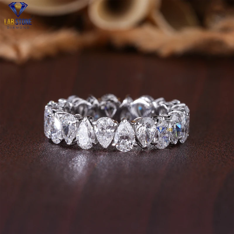 4.25+ Carat Pear Cut Diamond White Gold Ring / Full Eternity Band / EF-VS Colour