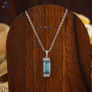 1.07+ Carat F.B.Baguette And Round Brilliant Cut Diamond Pendant, Engagement Pendant, Wedding Pendant, E Color, VVS2-VS2 Clarity