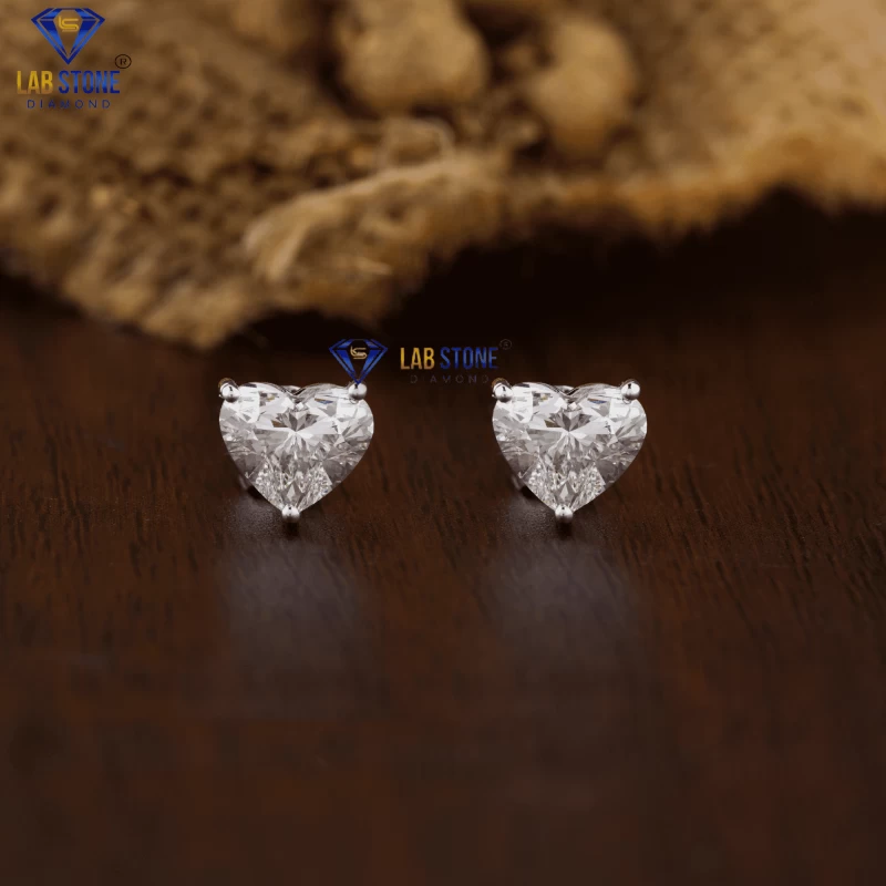 1.40+ Carat Heart Diamond Earring, Engagement Earring, Wedding Earring, E Color, VVS2-VS2 Clarity