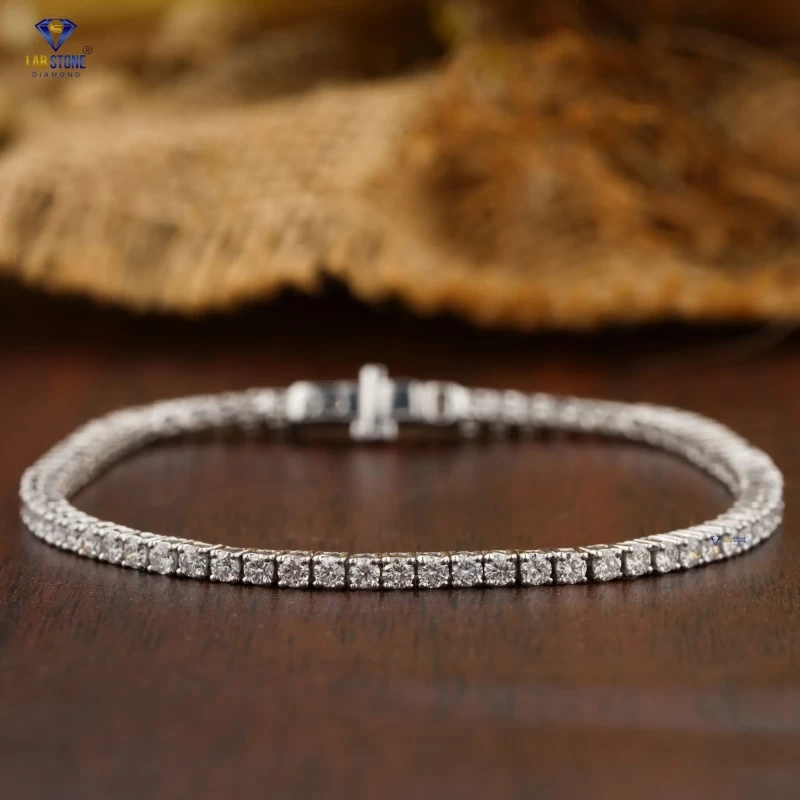 1.80+ Carat Round Cut Diamond Bracelet, Engagement Bracelet, Wedding Bracelet, E Color, VVS2-VS2 Clarity